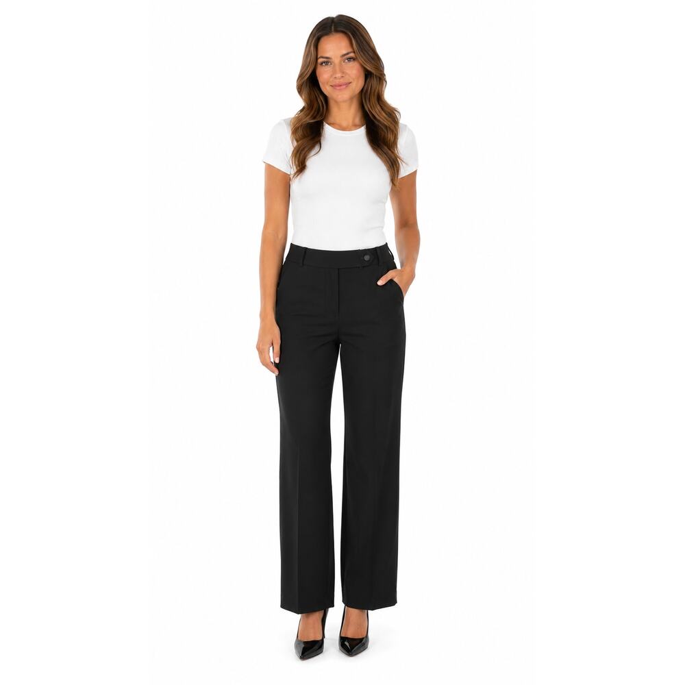 Calvin Klein Womens Black Trouser Dress Pants Classic Fit Flat Front Size 14 NWT